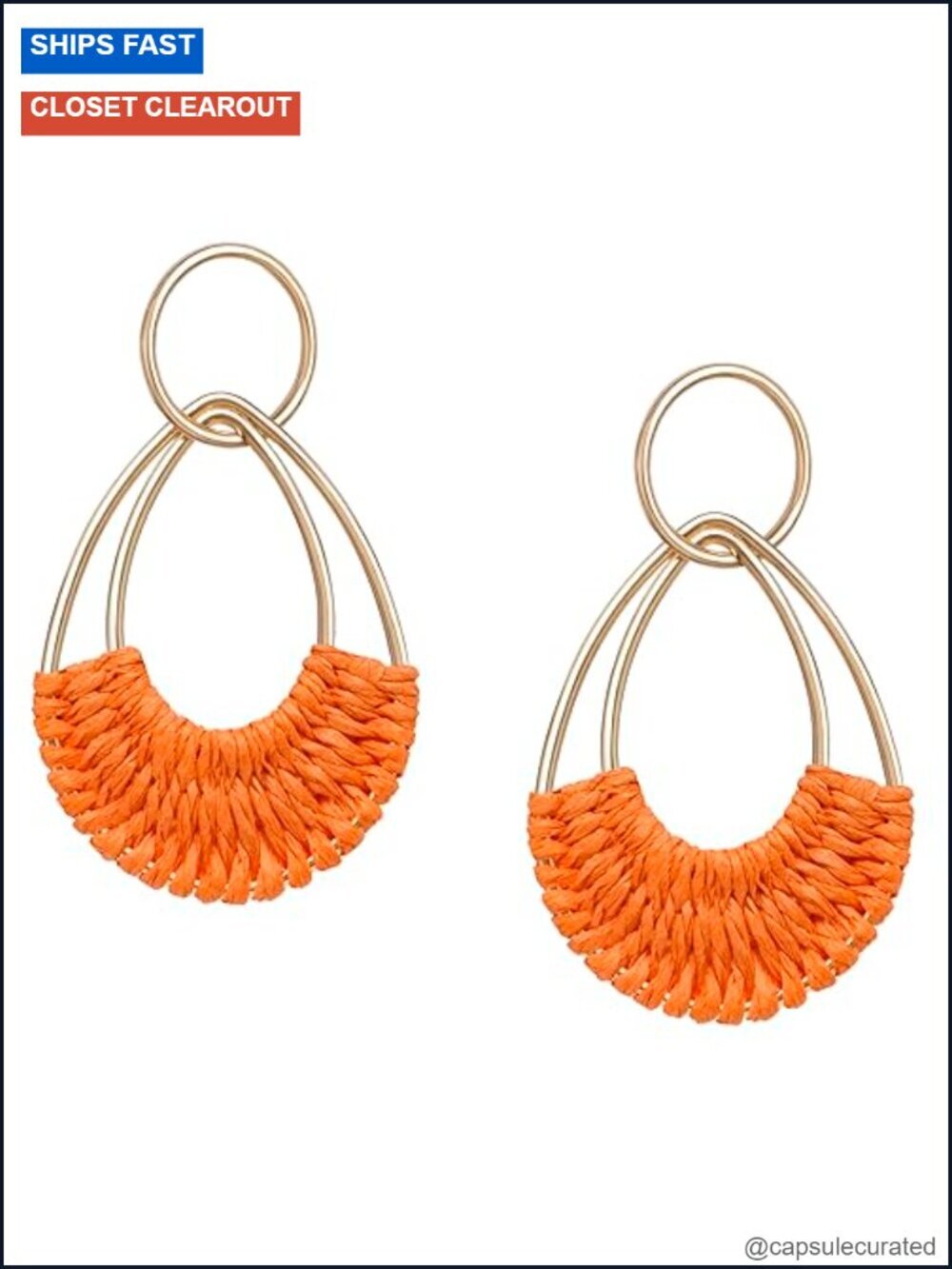 Raffia Hoop Earrings - Handmade Straw Wicker Rattan Dangle Earrings - Boho